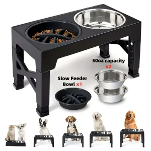 Adjustable Height Pet Elevated Dog Bowl